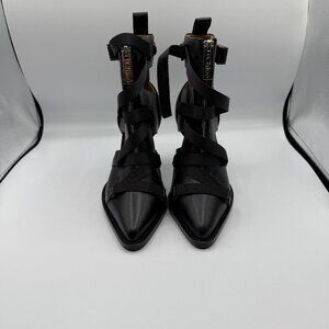 Chloe Leather Combat Boots Heels